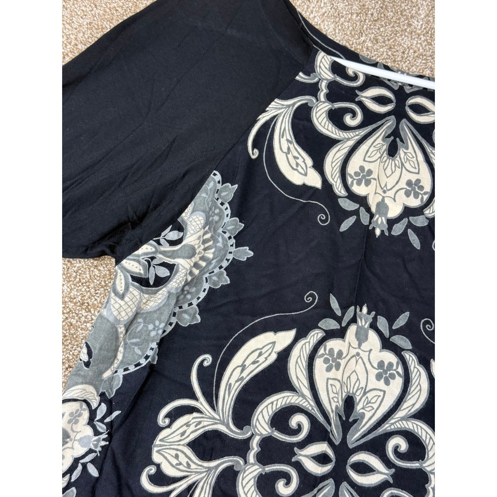 NEW Angie Dress Womens Black White Damask Medallion Raglan Sleeve Mini M Boho - Picture 10 of 11
